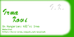 irma kovi business card